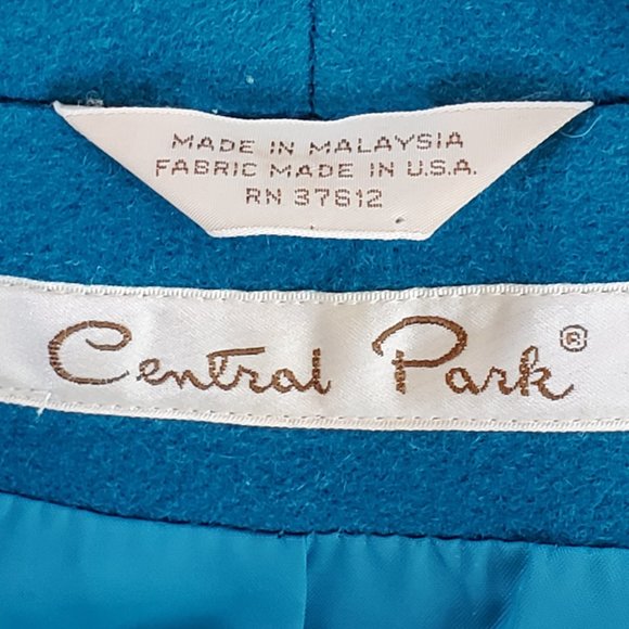 Vintage 80s Central Park Blue Wool Long Box Coat Women's 12 Lined Deep Pockets - Picture 3 of 12